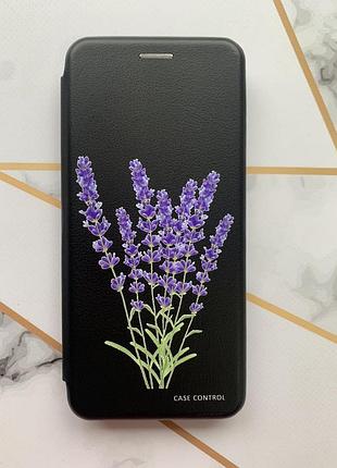 Чехол-книжка с рисунком для xiaomi mi 11 lite чёрный :: лаванда (принт 28)