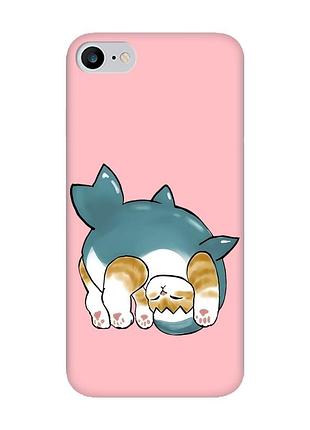 Матовый розовый чехол на iphone 7 / 8 :: котенок акула (принт 378)