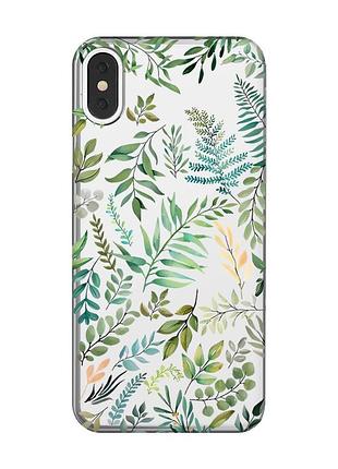 Прозорий чохол на iphone x / xs :: рослинний фон (принт 377)