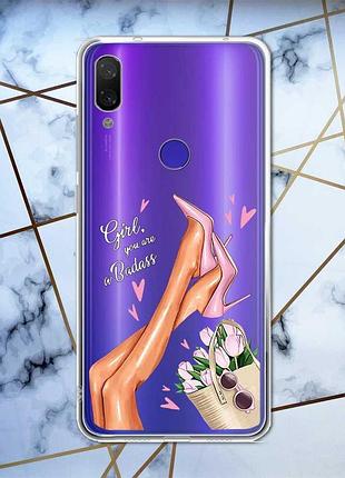 Прозорий чохол на xiaomi redmi note 7/7 pro :: ніжки /принт 62/