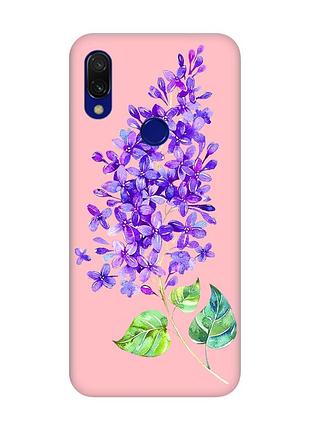 Матовый чехол с розовыми боками на xiaomi redmi 7 :: веточка сирени /принт 280/