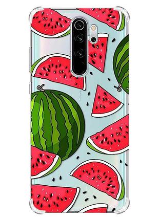 Чехол с утолщёнными углами на xiaomi redmi note 8 pro :: арбузы (принт 341)