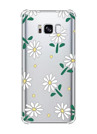 Чехол с утолщёнными углами на samsung galaxy s8 :: ромашки (принт 368)