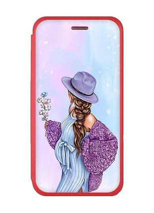 Чохол-книжка з малюнком для xiaomi redmi note 8 pro червоний; в очікуванні хлопчика (принт 222)