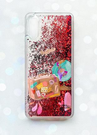 Чохол з плаваючими блискітками samsung galaxy a02 / a022 (2021) червоний :: настрій подорожувати (принт 329)