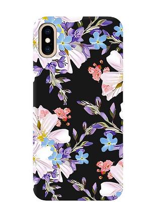 Матовый черный чехол на iphone xs max цветочный рисунок (принт 272)