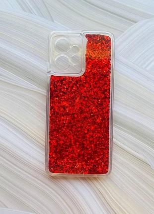 Чехол с плавающими блестками на xiaomi redmi note 12 4g красный