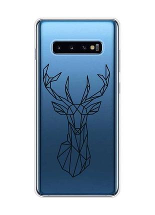 Прозорий чохол на samsung galaxy s10 plus :: олень (принт 128)