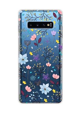 Прозрачный чехол на samsung galaxy s10 plus :: цветочный фон (принт 267)