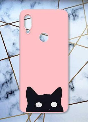 Матовий чохол з рожевими боками на xiaomi redmi note 7/7 pro :: котик /принт 119/