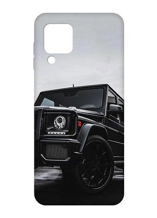 Матовый чехол с розовыми боками на samsung galaxy m32/a22/m22 4g :: авто чёрное (принт 234)