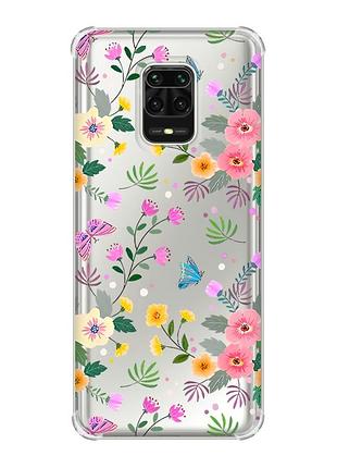Чохол з потовщеними кутами на xiaomi redmi note 9 pro/ 9s/ 9 pro max :: квітковий фон (принт 369)