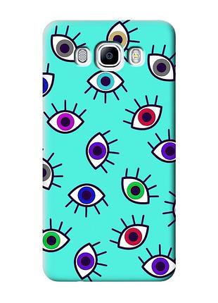 Матовий бірюзовий чохол на samsung galaxy j7(2016) j710 :: різнокольорові очі (принт 336)