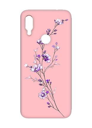 Матовий чохол з рожевими боками на xiaomi redmi note 7/7 pro :: гілочка квітів /принт 278/