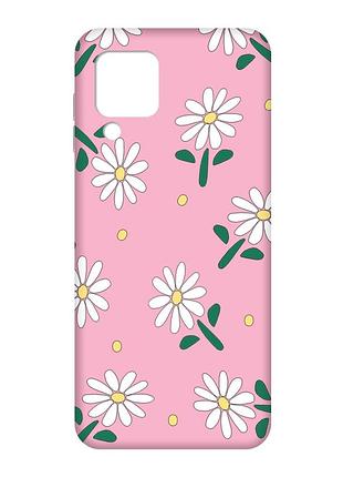 Матовый розовый чехол на samsung galaxy m32/a22/m22 4g :: ромашки (принт 368)