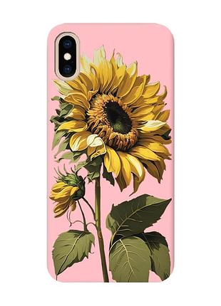 Матовый розовый чехол на iphone xs max :: подсолнечник (принт 274)