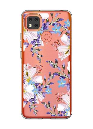 Прозорий чохол для xiaomi redmi 9c :: квітковий малюнок (принт 272)