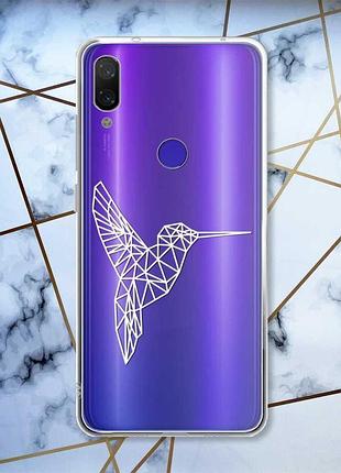 Прозорий чохол на xiaomi redmi note 7/7 pro :: колібрі /принт 123/