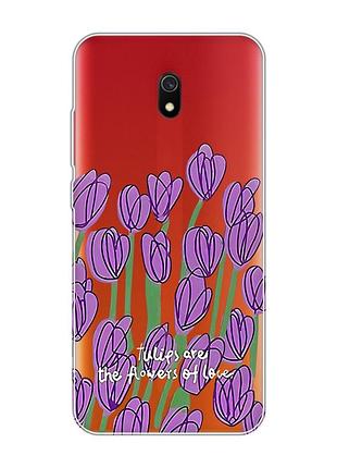 Прозрачный чехол на xiaomi redmi 8a :: тюльпаны (принт 265)