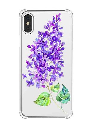 Чехол с утолщёнными углами на iphone x/xs :: веточка сирени (принт 280)