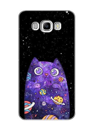 Чехол на samsung galaxy j7(2016) j710 :: фиолетовая кошка (принт 361)