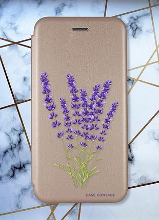 Чехол-книжка с рисунком для samsung galaxy а10s/ a107 золотой :: лаванда (принт 28)