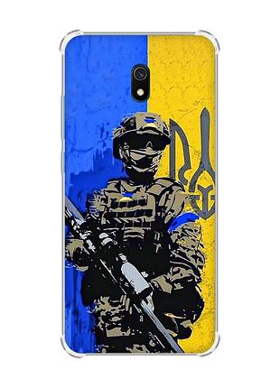 Чехол с утолщенными углами на xiaomi redmi 8a :: солдат (патриотический принт 350)