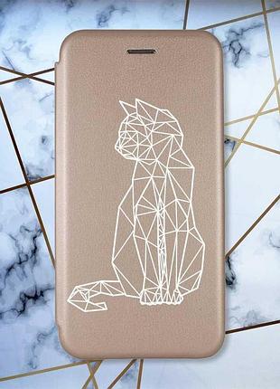 Чохол-книжка з малюнком на xiaomi redmi 7 :: золотий :: котик /принт 125/