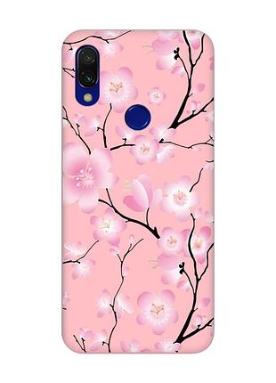 Матовий чохол з рожевими боками на xiaomi redmi 7 :: квітуча сакура /принт 282/