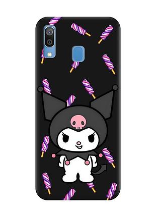 Матовий чорний чохол на samsung galaxy a30 (2019)/a20 (2019) куромі (принт 390)