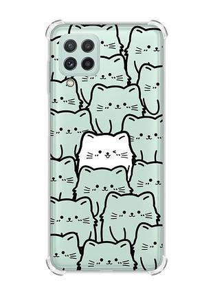 Чехол с утолщёнными углами на samsung galaxy m32/a22/m22 4g котики (принт 392)