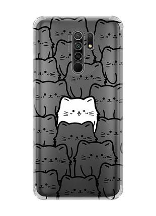 Чохол з потовщеними кутами на xiaomi redmi 9 котики (принт 392)