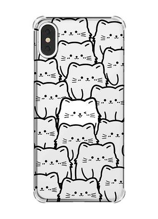 Чехол с утолщёнными углами на iphone x/xs котики (принт 392)