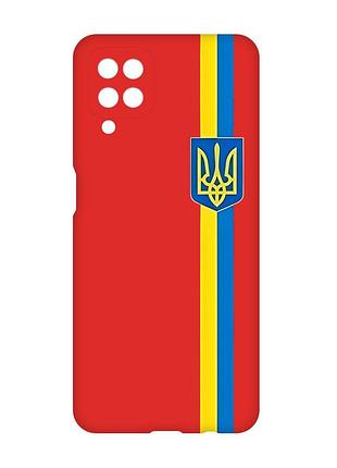 Матовый красный чехол на samsung galaxy a12 :: лента украина (патриотический принт 253)
