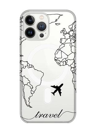 Магнитный чехол на iphone 14 pro max с поддержкой magsafe :: карта. контур (принт 330)