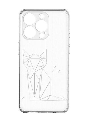 Прозрачный чехол с защитой камеры на iphone 15 pro :: лиса (принт 127)