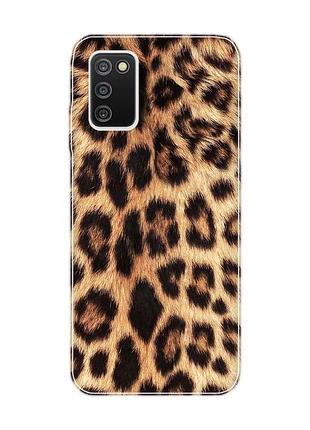 Матовый чехол на samsung galaxy a03s :: леопардовый дизайн (принт 383)