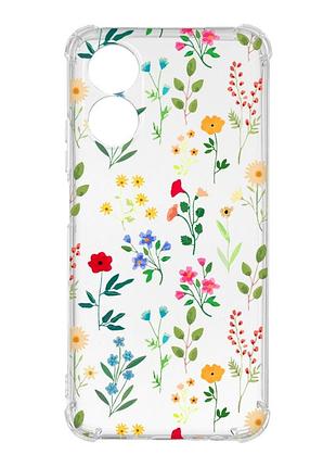 Чохол із потовщеними кутами на oppo a17 :: квітковий фон (принт 269)