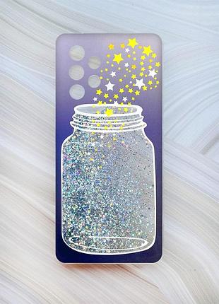 Чехол с плавающими блестками на samsung galaxy a53 4g/a53 5g серебристый :: банка со звёздами (принт 366)
