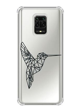 Чохол з потовщеними кутами на xiaomi redmi note 9 pro/ 9s/ 9 pro max :: колібрі (принт 122)