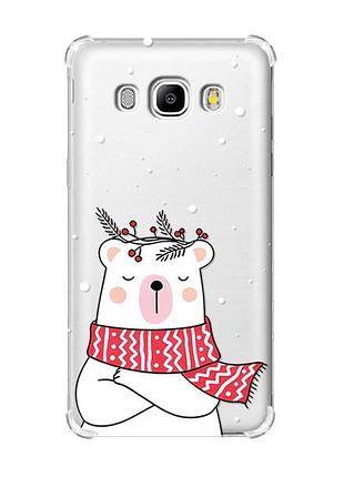 Чохол з потовщеними кутами на samsung galaxy j5(2016)/j510 :: ведмідь у шарфі (принт 147)