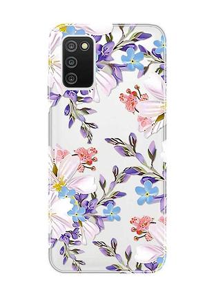 Прозрачный чехол на samsung galaxy a03s :: цветочный рисунок (принт 272)