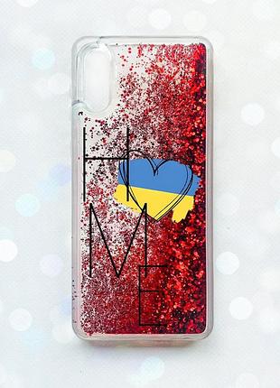 Чехол с плавающими блестками на samsung galaxy a02 / a022 (2021) красный :: дом украина (принт 353)