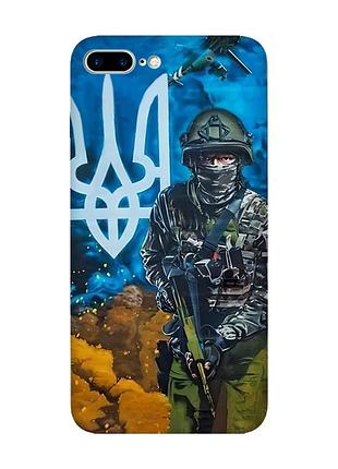 Матовий чохол з бірюзовими боками на iphone 7 plus/8 plus :: військовий (принт 349)