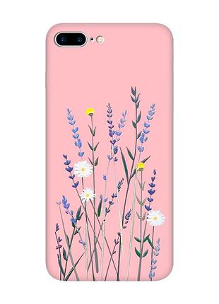 Матовый розовый чехол на iphone 7 plus/8 plus :: полевые цветы (принт 270)