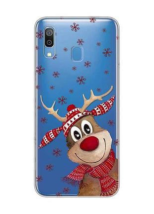 Прозрачный чехол на samsung galaxy a30 (2019)/a20 (2019) зимний олень (принт 149)