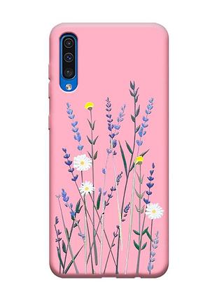 Матовый розовый чехол на samsung galaxy a50 (2019) a505/a30s :: полевые цветы (принт 270)