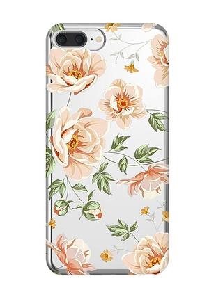 Прозрачный чехол на iphone 7 plus/8 plus :: цветы пастельные (принт 277)
