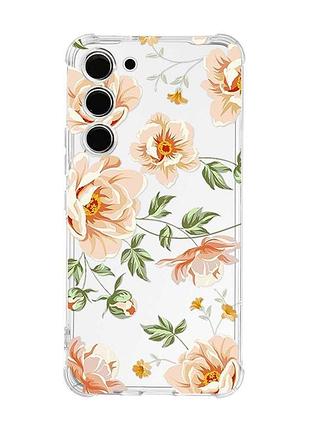 Чехол с утолщёнными углами на samsung galaxy s23 :: цветы пастельные (принт 277)