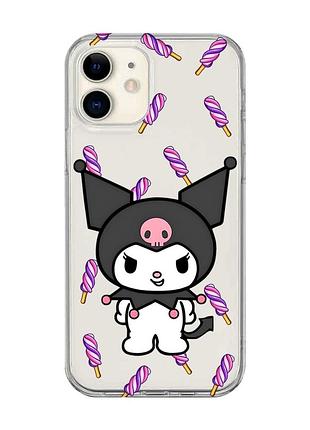 Прозорий чохол на iphone 12 mini куромі (принт 390)
